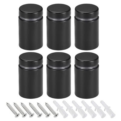 Harfington Glass Standoff Mount Stainless Steel Wall Standoff Holder Advertising Nails 19mm Dia 32mm Length Black with Screws , 6 Pcs