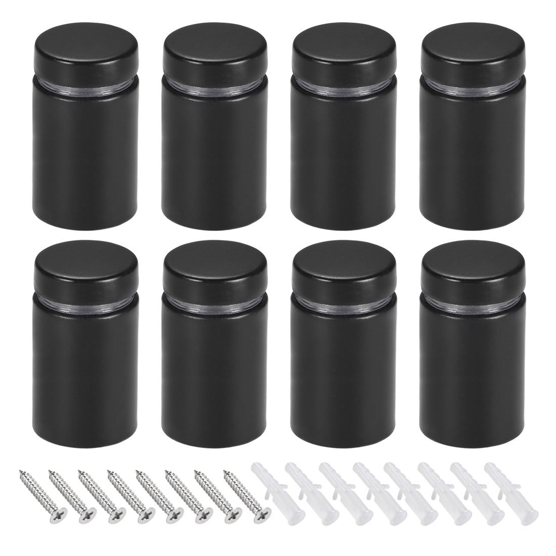 Harfington Glass Standoff Mount Stainless Steel Wall Standoff Holder Advertising Nails 19mm Dia 32mm Length Black with Screws , 8 Pcs