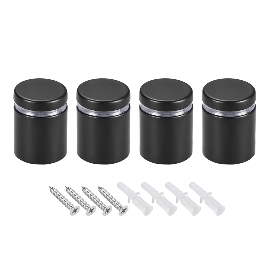 Harfington Glass Standoff Mount Stainless Steel Wall Standoff Holder Advertising Nails 25mm Dia 33mm Length Black with Screws , 4 Pcs