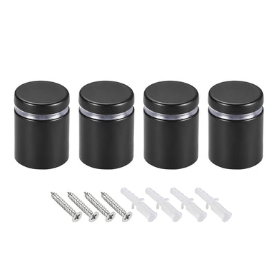 Harfington Glass Standoff Mount Stainless Steel Wall Standoff Holder Advertising Nails 25mm Dia 33mm Length Black with Screws , 4 Pcs