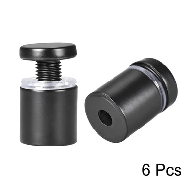 Harfington Glass Standoff Mount Stainless Steel Wall Standoff Holder Advertising Nails 25mm Dia 33mm Length Black with Screws , 6 Pcs