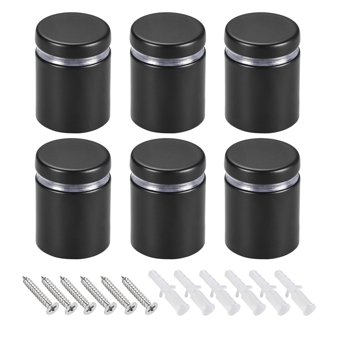 Harfington Glass Standoff Mount Stainless Steel Wall Standoff Holder Advertising Nails 25mm Dia 33mm Length Black with Screws , 6 Pcs