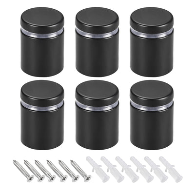 Harfington Glass Standoff Mount Stainless Steel Wall Standoff Holder Advertising Nails 25mm Dia 33mm Length Black with Screws , 6 Pcs