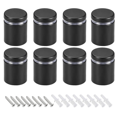 Harfington Glass Standoff Mount Stainless Steel Wall Standoff Holder Advertising Nails 25mm Dia 33mm Length Black with Screws , 8 Pcs
