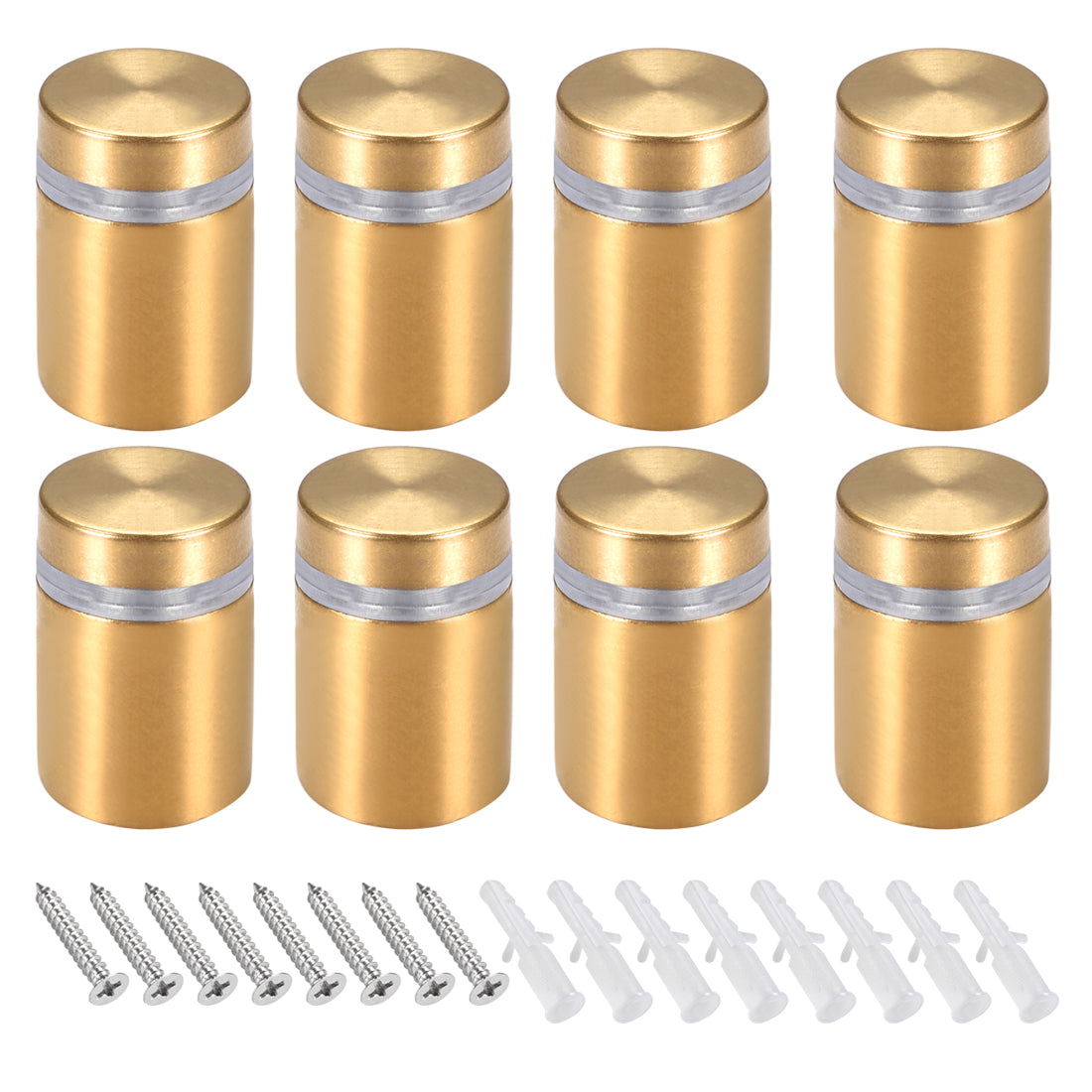 Harfington Glass Standoff Mount Stainless Steel Wall Standoff Holder Advertising Nails 16mm Dia 28mm Length Golden with Screws , 8 Pcs