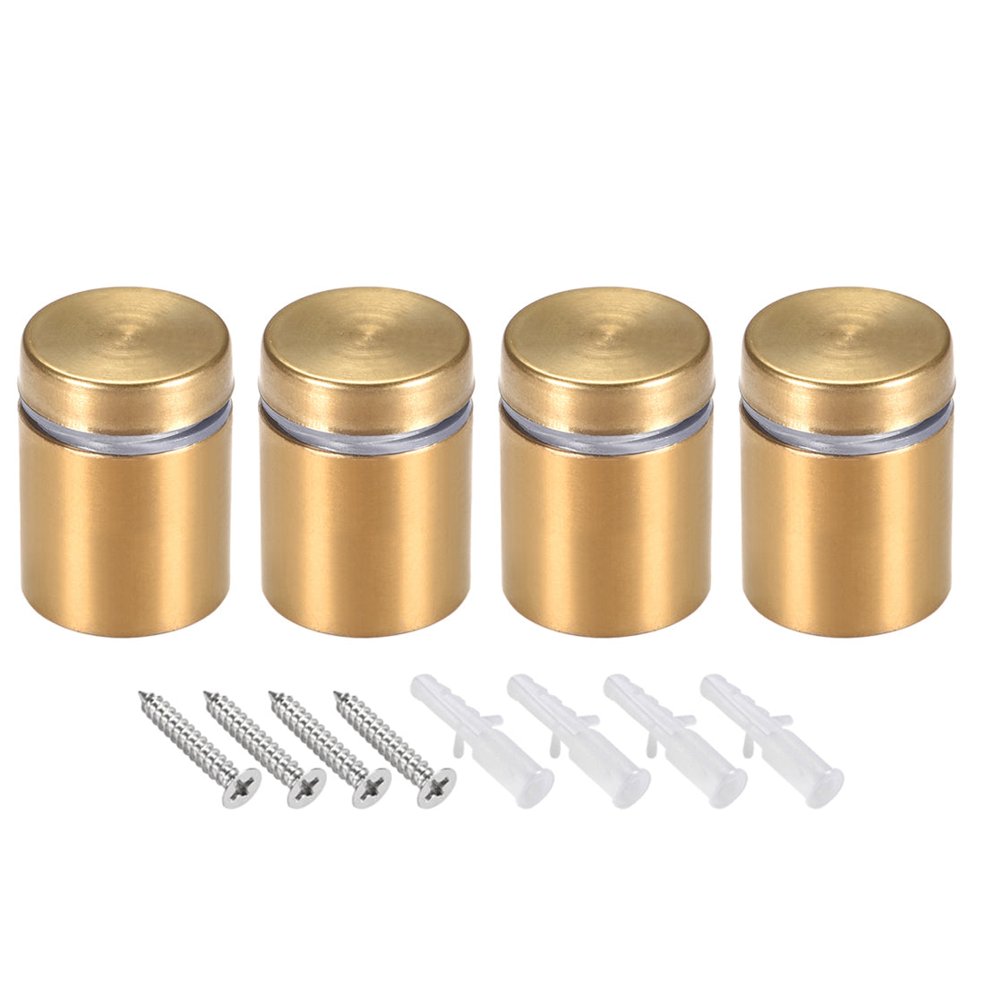 Harfington Glass Standoff Mount Stainless Steel Wall Standoff Holder Advertising Nails 19mm Dia 26mm Length Golden with Screws , 4 Pcs