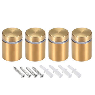 Harfington Glass Standoff Mount Stainless Steel Wall Standoff Holder Advertising Nails 19mm Dia 26mm Length Golden with Screws , 4 Pcs