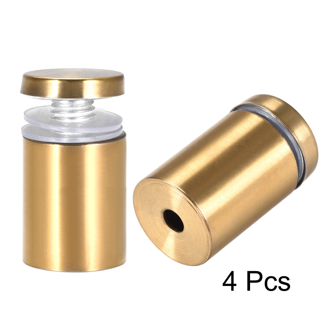 Harfington Glass Standoff Mount Stainless Steel Wall Standoff Holder Advertising Nails 19mm Dia 32mm Length Golden with Screws , 4 Pcs