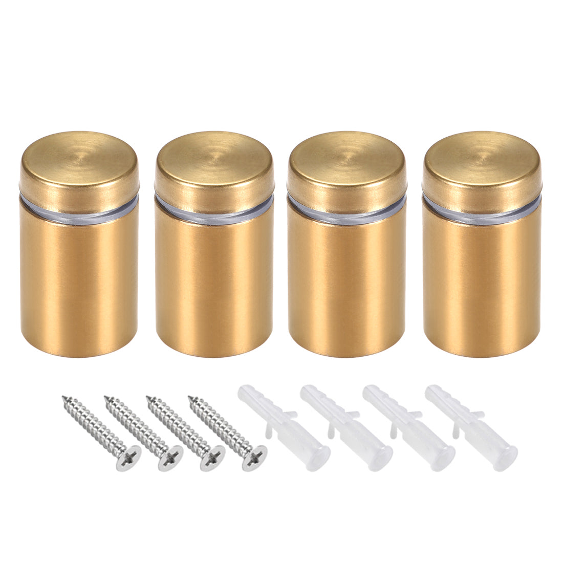Harfington Glass Standoff Mount Stainless Steel Wall Standoff Holder Advertising Nails 19mm Dia 32mm Length Golden with Screws , 4 Pcs