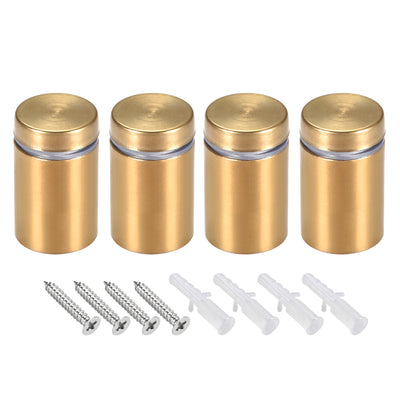 Harfington Glass Standoff Mount Stainless Steel Wall Standoff Holder Advertising Nails 19mm Dia 32mm Length Golden with Screws , 4 Pcs