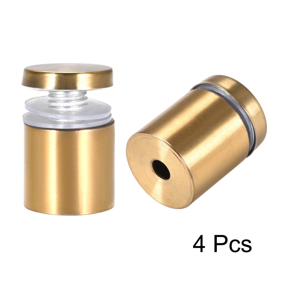 Harfington Glass Standoff Mount Stainless Steel Wall Standoff Holder Advertising Nails 25mm Dia 32mm Length Golden with Screws , 4 Pcs