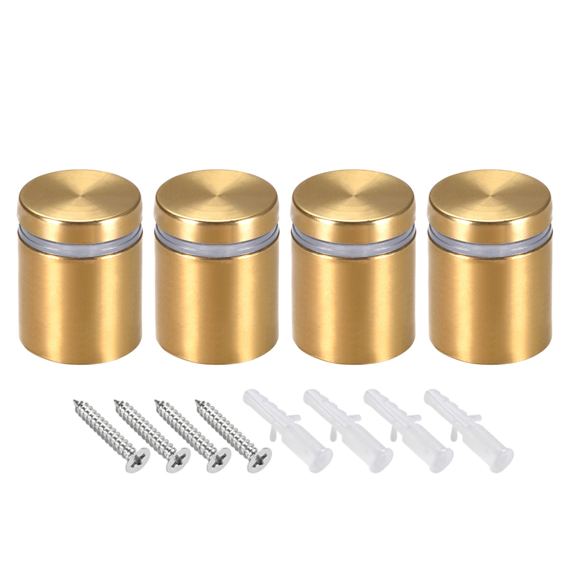 Harfington Glass Standoff Mount Stainless Steel Wall Standoff Holder Advertising Nails 25mm Dia 32mm Length Golden with Screws , 4 Pcs