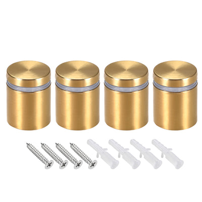 Harfington Glass Standoff Mount Stainless Steel Wall Standoff Holder Advertising Nails 25mm Dia 32mm Length Golden with Screws , 4 Pcs