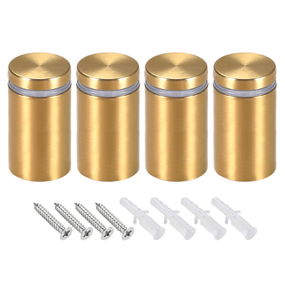 Harfington Glass Standoff Mount Stainless Steel Wall Standoff Holder Advertising Nails 30mm Dia 53mm Length Golden with Screws , 4 Pcs