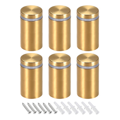 Harfington Glass Standoff Mount Stainless Steel Wall Standoff Holder Advertising Nails 30mm Dia 53mm Length Golden with Screws , 6 Pcs