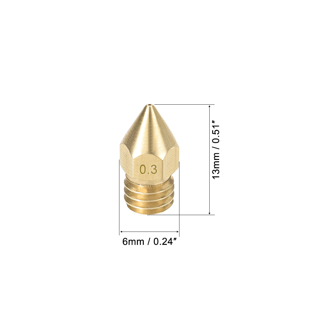 Harfington 0.3mm 3D Printer Nozzle, Fit for MK8, for 1.75mm Filament Brass 5pcs
