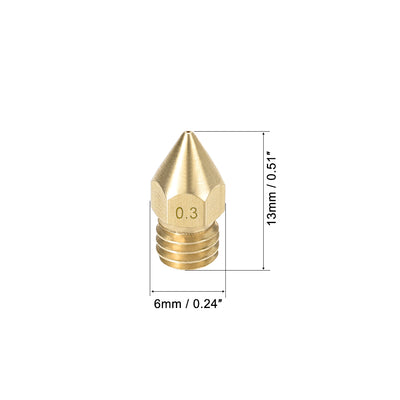 Harfington 0.3mm 3D Printer Nozzle, Fit for MK8, for 1.75mm Filament Brass 5pcs