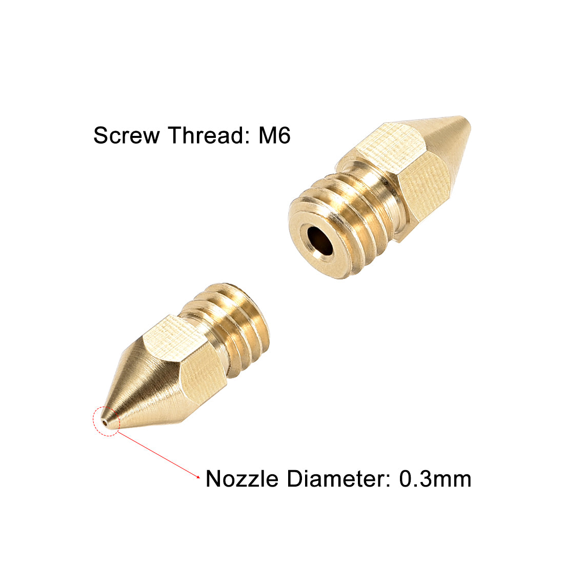 Harfington 0.3mm 3D Printer Nozzle, Fit for MK8, for 1.75mm Filament Brass 5pcs