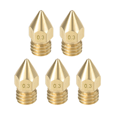 Harfington 0.3mm 3D Printer Nozzle, Fit for MK8, for 1.75mm Filament Brass 5pcs