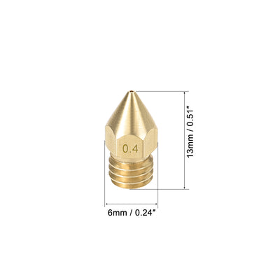 Harfington 0,4 mm 3D-Druckerdüse, passend für MK8, für 1,75 mm Filament Messing 5 Stück