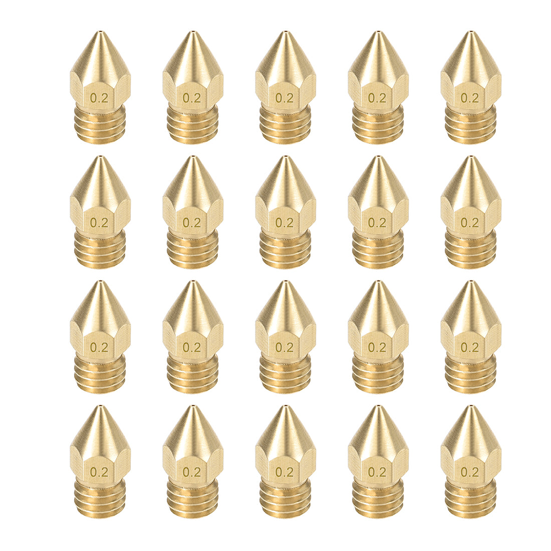 Harfington 0.2mm 3D Printer Nozzle, Fit for MK8, for 1.75mm Filament Brass 20pcs