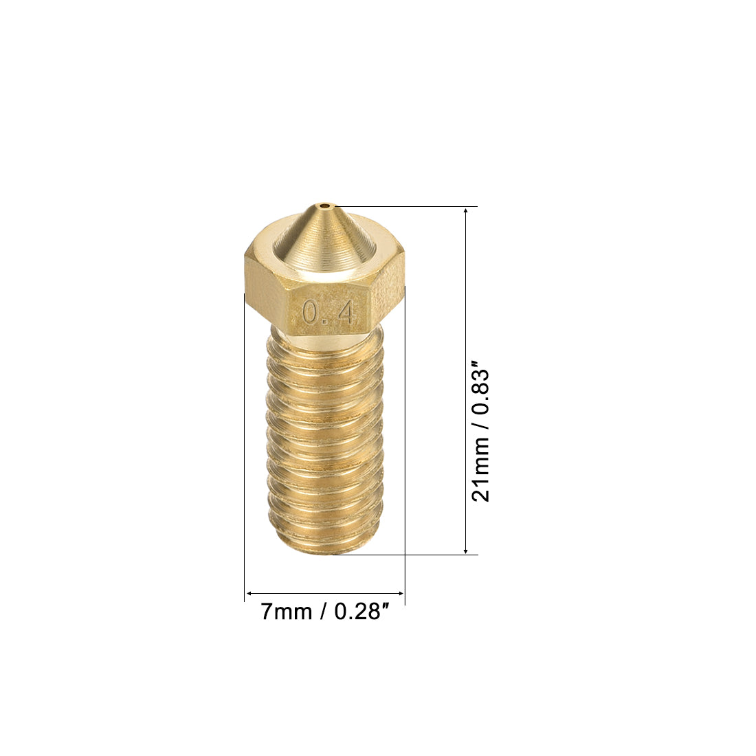 Harfington 0.4mm 3D Printer Nozzle, Fit for V6, for 1.75mm Filament Brass 5pcs