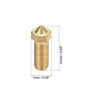 Harfington 0.4mm 3D Printer Nozzle, Fit for V6, for 1.75mm Filament Brass 5pcs