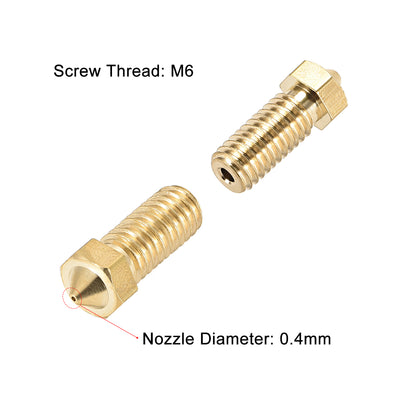 Harfington 0.4mm 3D Printer Nozzle, Fit for V6, for 1.75mm Filament Brass 5pcs