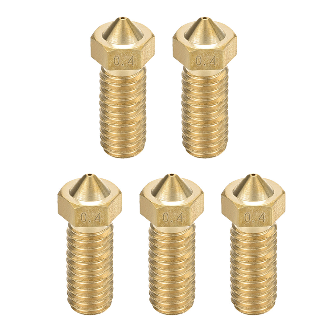 Harfington 0.4mm 3D Printer Nozzle, Fit for V6, for 1.75mm Filament Brass 5pcs