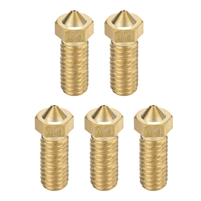 Harfington 0.4mm 3D Printer Nozzle, Fit for V6, for 1.75mm Filament Brass 5pcs
