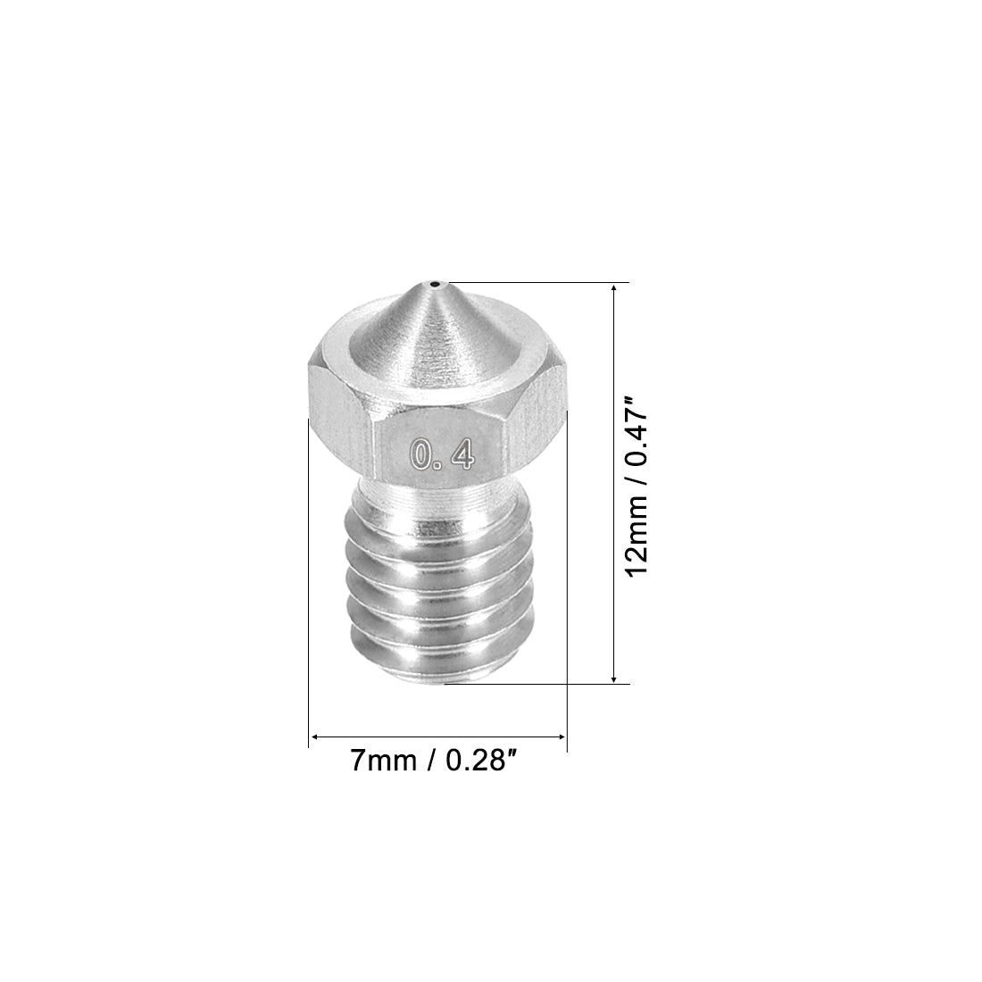 Harfington 0.4mm 3D Printer Nozzle, Fit for V6, for 1.75mm Filament M6 Stainless Steel pcs