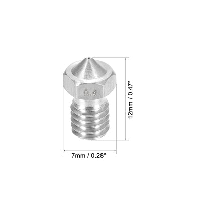 Harfington 0.4mm 3D Printer Nozzle, Fit for V6, for 1.75mm Filament M6 Stainless Steel pcs