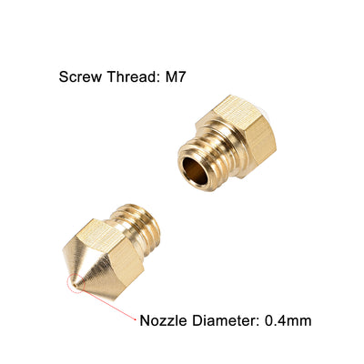 Harfington 0.4mm 3D Printer Nozzle, Fit for MK10, for 1.75mm Filament Brass 2pcs