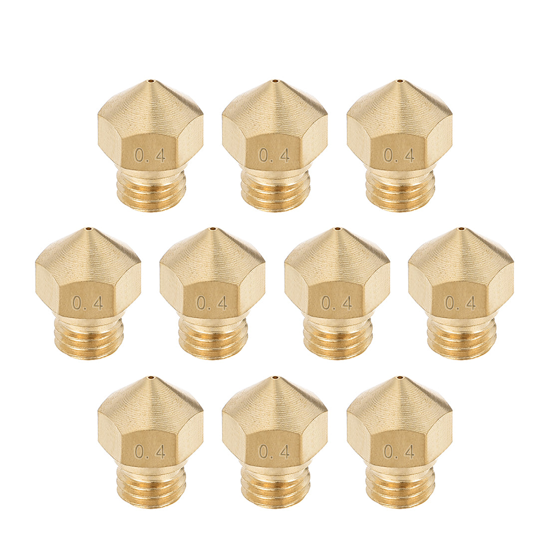 Harfington 0.4mm 3D Printer Nozzle, Fit for MK10, for 1.75mm Filament Brass 10pcs