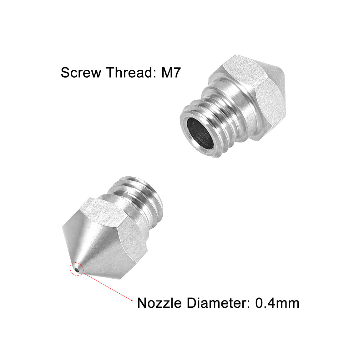Harfington 0.4mm 3D Printer Nozzle, Fit for MK10, for 1.75mm Filament Stainless Steel 5pcs