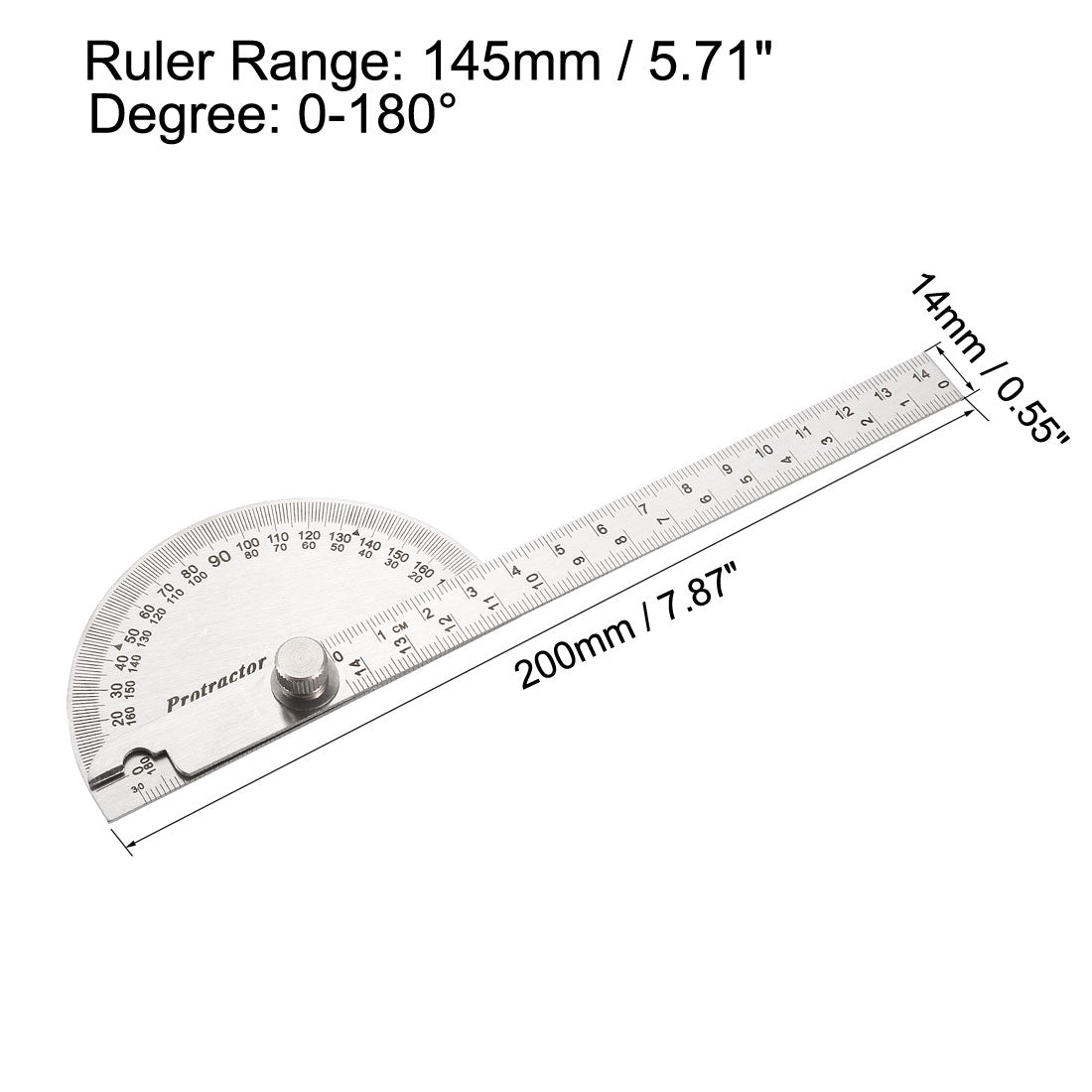 Harfington Stainless Steel  Protractor Angle Finder 0-180° Round Head with 145mm Arm Measuring Ruler Tool for Woodworking Drawing
