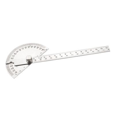 Harfington Stainless Steel  Protractor Angle Finder 0-180° Round Head with 145mm Arm Measuring Ruler Tool for Woodworking Drawing
