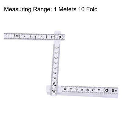 Harfington Folding Ruler 1 Meters 10 Fold Metric Measuring Tool ABS for Woodworking Engineer White