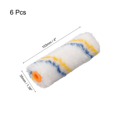Harfington Paint Roller Cover 4 Inch Cotton Brush for Wall Painting Treatment 6pcs