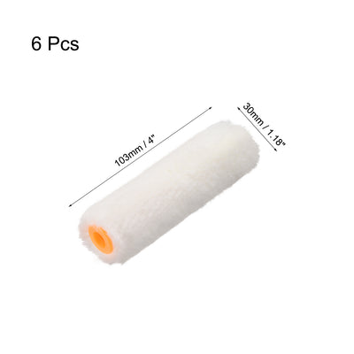 Harfington Paint Roller Cover 4 Inch Cotton Brush for Wall Painting Treatment White 6pcs
