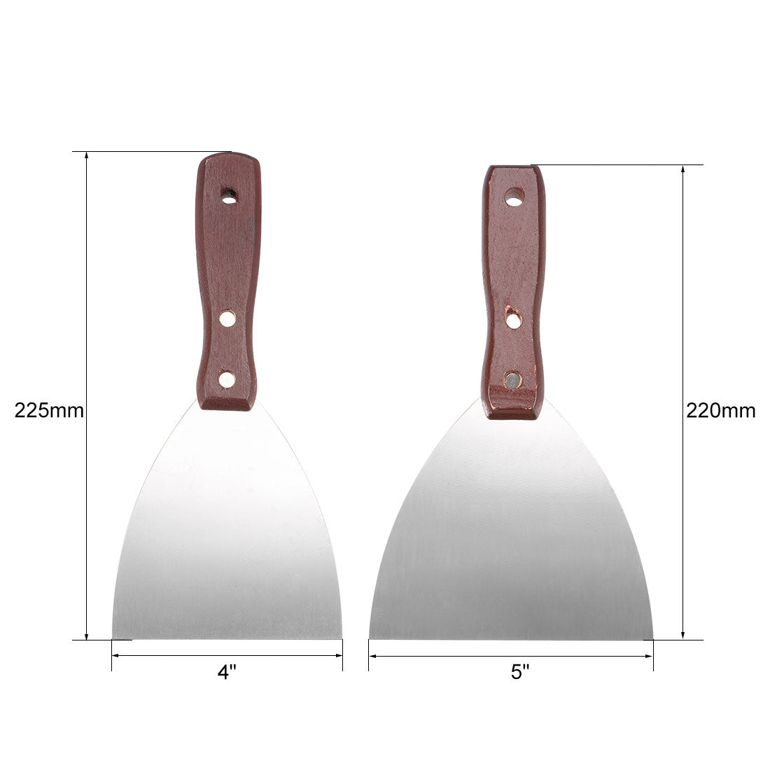 Harfington Putty Knives Paint Scraper 4 5 Inch Stainless Steel Blade with Wooden Handle Tool for Wall Floor Tile 2in1 Set