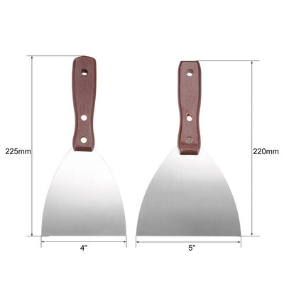 Harfington Putty Knives Paint Scraper 4 5 Inch Stainless Steel Blade with Wooden Handle Tool for Wall Floor Tile 2in1 Set
