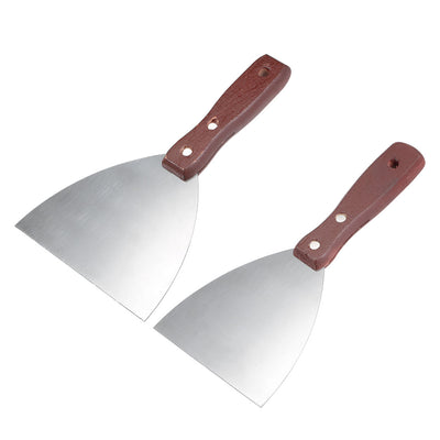 Harfington Putty Knives Paint Scraper 4 5 Inch Stainless Steel Blade with Wooden Handle Tool for Wall Floor Tile 2in1 Set