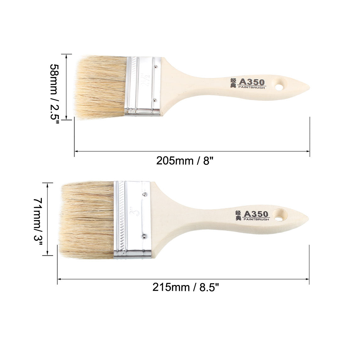 Harfington 2.5 3 Inch Chip Paint Brushes Synthetic Bristle with Wood Handle for Wall Treatment 2in1 Set