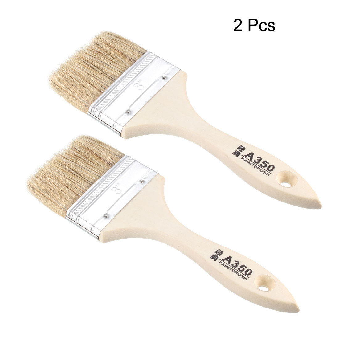 Harfington 3 Inch Chip Paint Brush Synthetic Bristle with Wooden Handle for Wall Treatment 2pcs