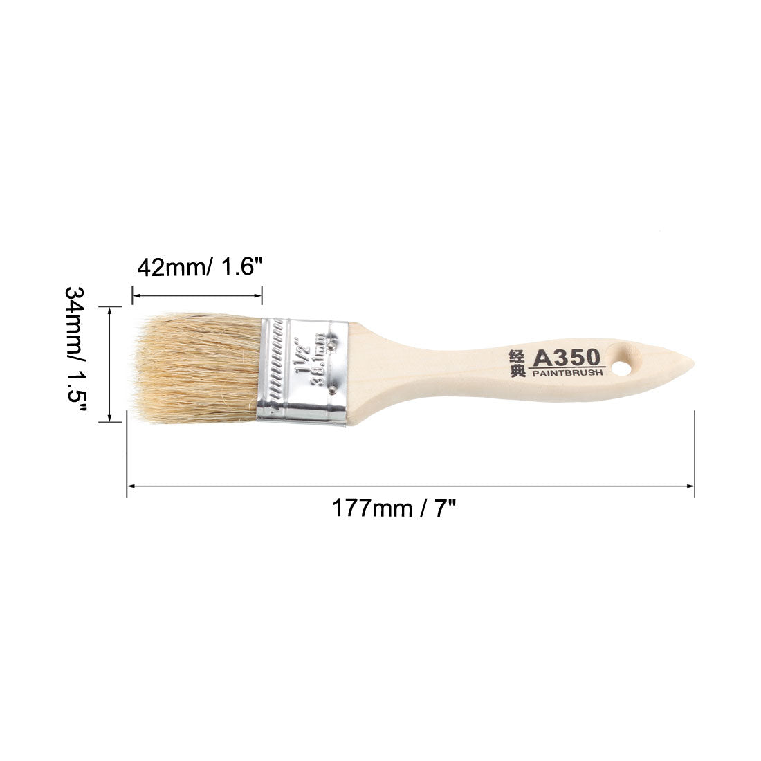 Harfington 1.5 Inch Chip Paint Brush Synthetic Bristle with Wooden Handle for Wall Treatment 3pcs