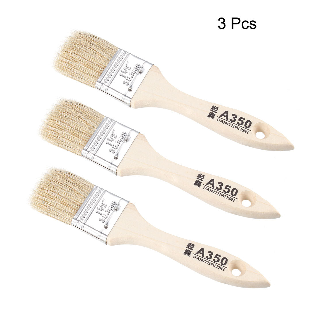 Harfington 1.5 Inch Chip Paint Brush Synthetic Bristle with Wooden Handle for Wall Treatment 3pcs