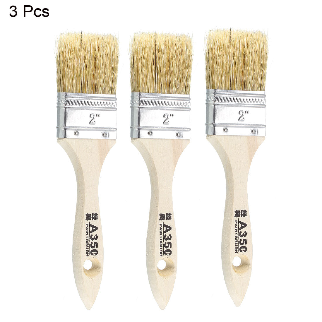 Harfington 2 Inch Chip Paint Brush Synthetic Bristle with Wooden Handle for Wall Treatment 3pcs