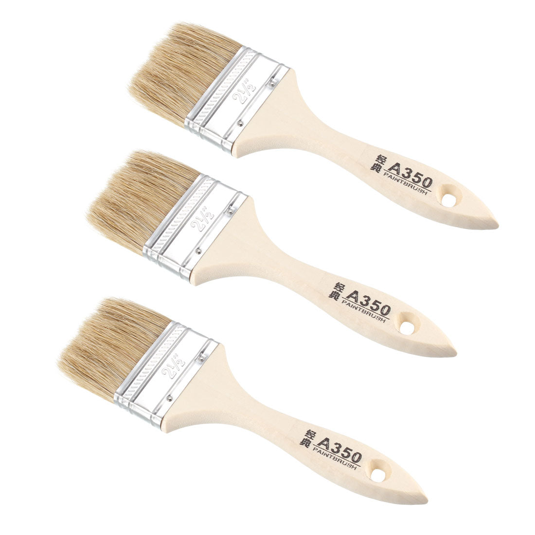 Harfington 2.5 Inch Chip Paint Brush Synthetic Bristle with Wooden Handle for Wall Treatment 3pcs