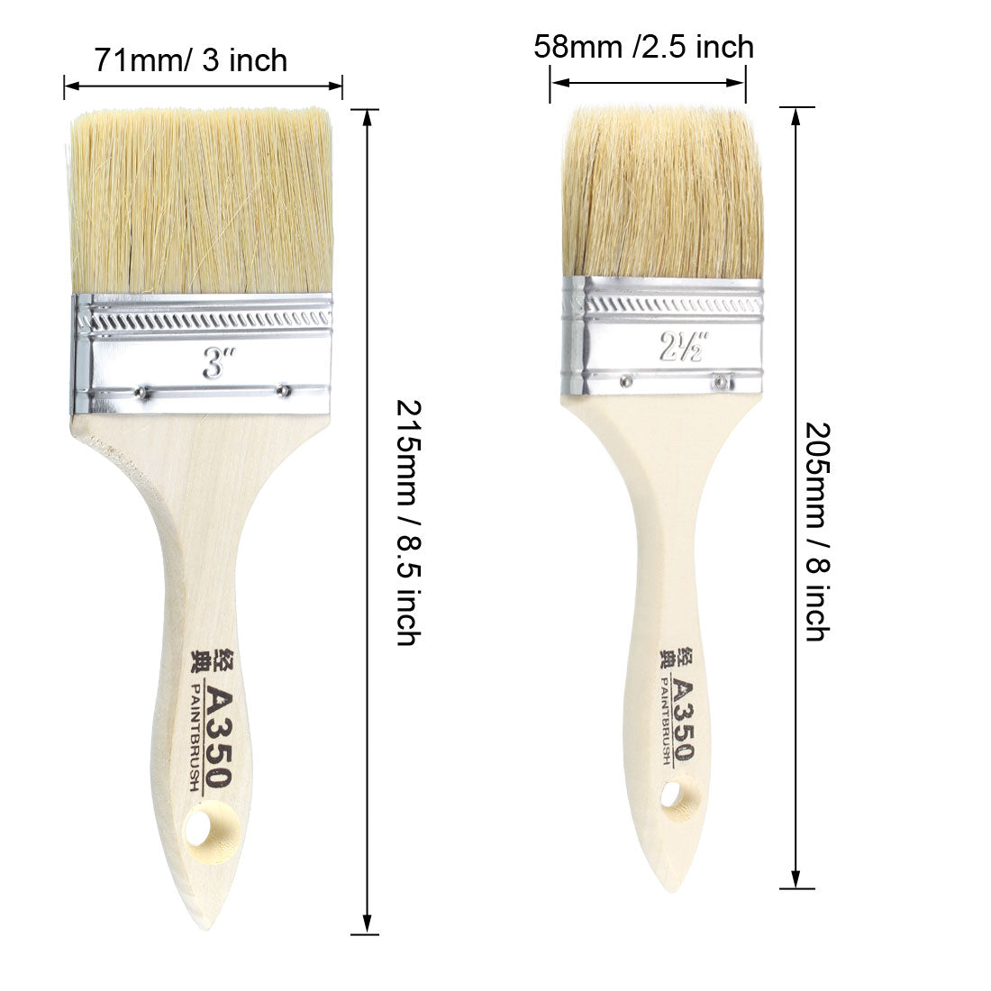 Harfington 1.5 2 2.5 3 Inch Chip Paint Brushes Synthetic Bristle with Wood Handle for Wall Treatment 4in1 Set